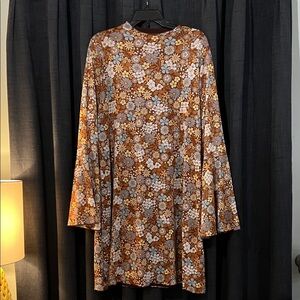 SHEIN Floral Dress in Brown and Blue